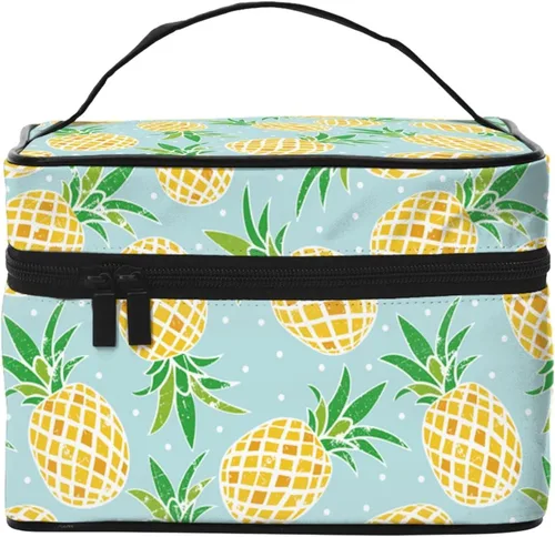 Vista 8 de Bolsa de maquillaje con asa, estuche de cosméticos con cremallera, bolsa de aseo portátil de viaje para mujeres y niñas, duradera, 1 Foto
