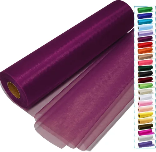 Vista 14 de Rollos de tela de tul negro con cristales y organza 12 pulgadas por 150 pies (45,72 m), tela transparente para manualidades, lazos de tutú