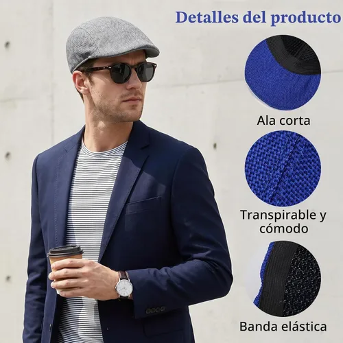 Vista 3 de 9 gorras de periódico para hombre, sombrero plano de periódicos, gorras planas para hombre, multicolor