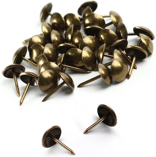 Vista 41 de MroMax 120 tachuelas de clavos para tapicería de 0.47 pulgadas de diámetro, hierro de estilo vintage, de metal, redondos, de 0.67 pulgadas de altura