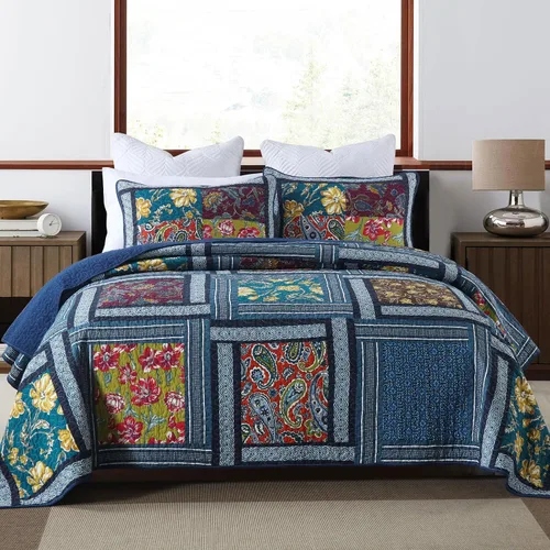 Vista 17 de Secgo Juego de edredón twin para cama - Edredones 100% algodón tamaño twin, colchas negras con 2 fundas de almohada, ropa de cama ligera reversible