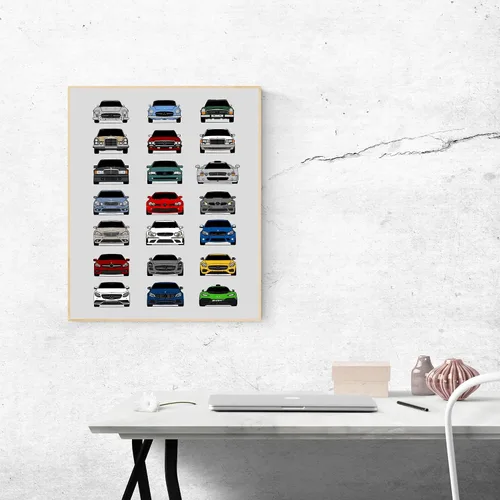 Vista 3 de Custom Car Posters Póster hecho a mano compatible con Mercedes-Benz Impresión de Evolución Arte de Pared Decoración Mejor de las Generaciones