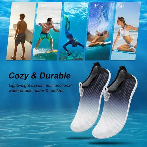 Vista 7 de Fires Zapatos de agua para mujeres y hombres, de secado rápido, calcetines de agua descalzos, transpirables, para senderismo, natación, playa, surf