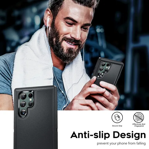 Vista 6 de LeYi Funda compatible con S22 Ultra: funda de protección 3 en 1 de cuerpo completo a prueba de golpes, de goma, resistente, resistente, a prueba