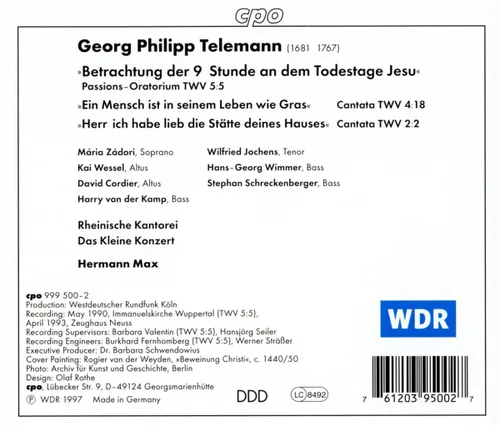 Vista 2 de Telemann: Pasiones-Oratorio TWV 5:5 Cantatas