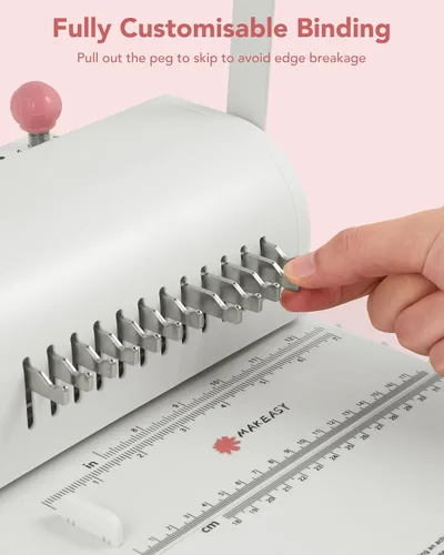 Vista 2 de MAKEASY Máquina de encuadernación con agujero de paso 2:1 – Kit de encuadernación portátil para libros con 10 cables de encuadernación de 5/8