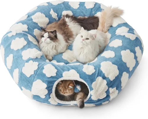 Vista 9 de Lesure Donut - Linda cama de túnel para gatos jacquard, grande, juguetes Arco Rosa Taffy