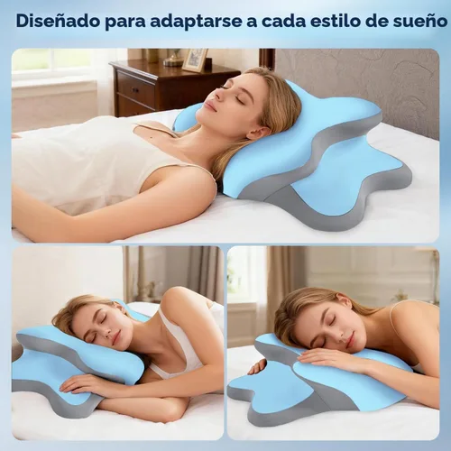 Vista 8 de Almohada Ergo para la apnea del sueño, dolor de cuello y alivio de ronquidos, almohada cervical cervical para dormir de lado, espuma viscoelástica