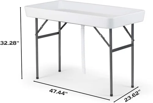 Vista 3 de Old Cedar Outfitters Fill and Chill - Mesa plegable con enfriador de hielo con fregadero grande y drenaje para limpiar peces y caza y mantener