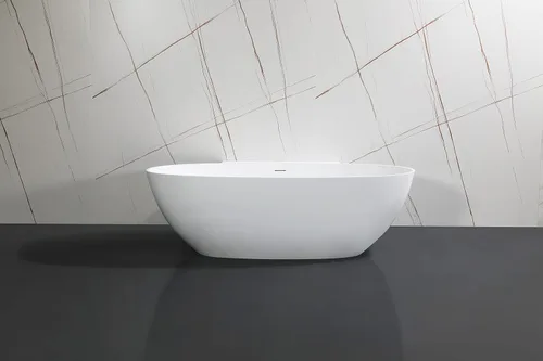 Vista 5 de Kingston Brass VRTRS713522 Acrticstone - Bañera independiente de superficie sólida de 71 pulgadas con drenaje, color blanco mate