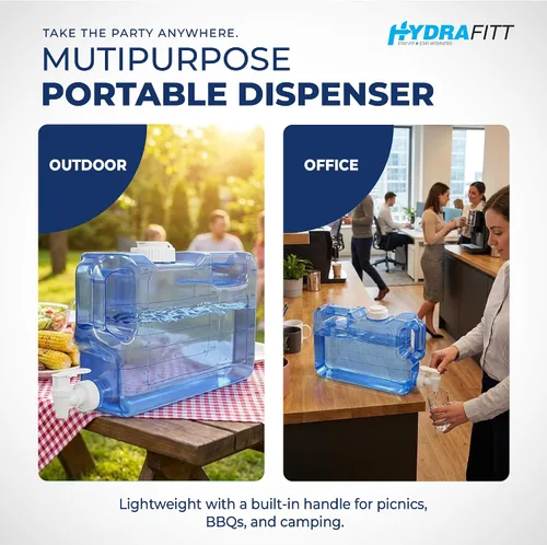 Vista 6 de Dispensador de agua para refrigerador HydraFitt de 1.1 galones – Contenedor de agua para refrigerador delgado a prueba de fugas con llave – Jarra