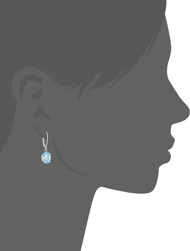 Vista 2 de Tienda Essentials 14K White Gold Oval Gemstone Dangle Leverback Earrings