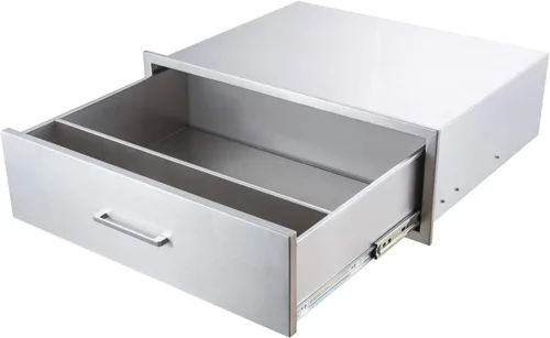 Vista 9 de Cajones de cocina para exteriores, acero inoxidable, 14 pulgadas de ancho x 8-1/2 pulgadas de alto x 23 pulgadas de profundidad, montaje empotrado