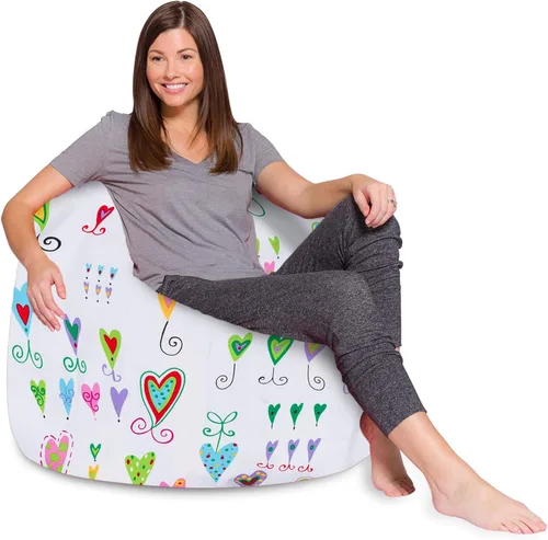 Vista 22 de Posh Creations - Sillón puff para niños, adolescentes y adultos, incluye funda extraíble y lavable a máquina, tamaño mediano de 27 pulgadas, lona