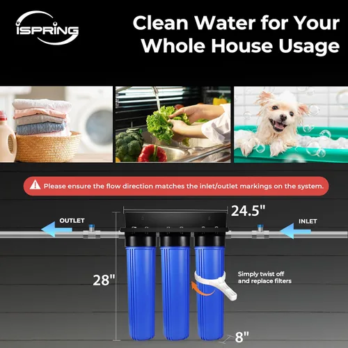 Vista 4 de iSpring Sistema de Filtro de Agua para Toda la Casa de Hierro, Sulfuro de Hidrógeno y Manganeso, También Reduce Sedimentos, Plomo, Cloro, Cloramina