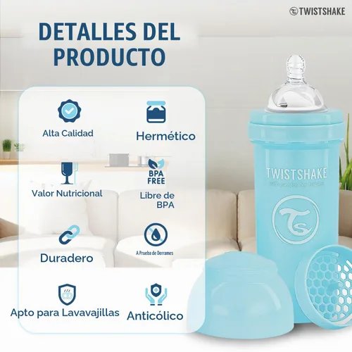 Vista 3 de Twistshake Biberones anticólicos – Biberones prémium de 8.8 fl oz/8 onzas con recipiente de almacenamiento de leche de 3.4 fl oz para una
