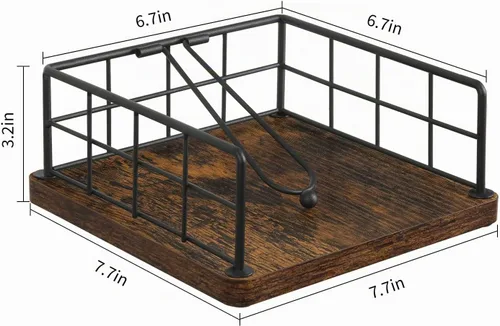 Vista 2 de YINMIT Servilletero para Mesa, Servilleteros de Granja con Brazo Ponderado, Servilleteros de Madera Rústicos para Servilletas de Papel Casa