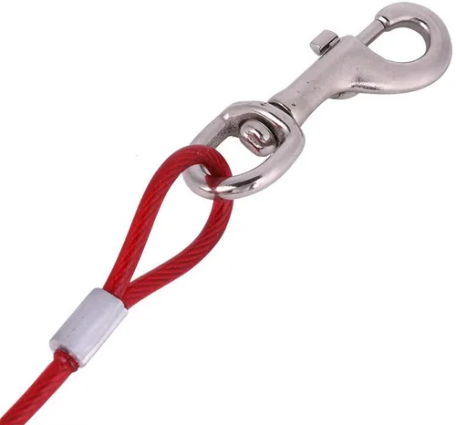 Vista 8 de Fdit Cuerda de correa para perro, alambre de acero resistente, 0.197 in x 16.4 ft, rojo, cable de seguridad para mascotas a prueba de mordeduras