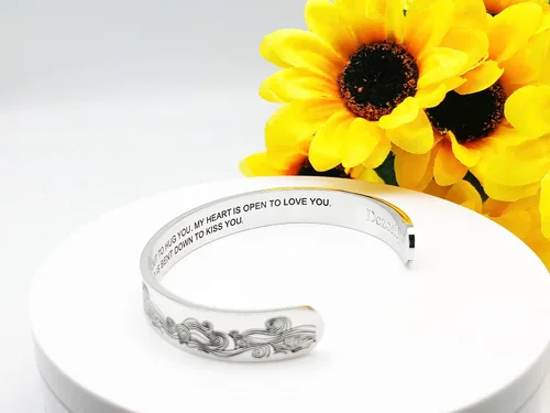 Vista 202 de Pulseras inspiradoras para mujer, joyería de acero inoxidable, con refranes, pulsera motivacional con mensaje oculto, pulseras grabadas para mejor