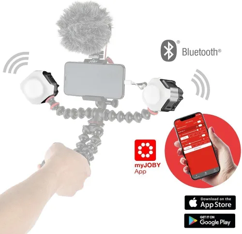 Vista 6 de Joby Beamo - Luz LED para smartphone y cámara sin espejo, compacta, carga inalámbrica, Bluetooth, impermeable, para vlogging, creación de contenido