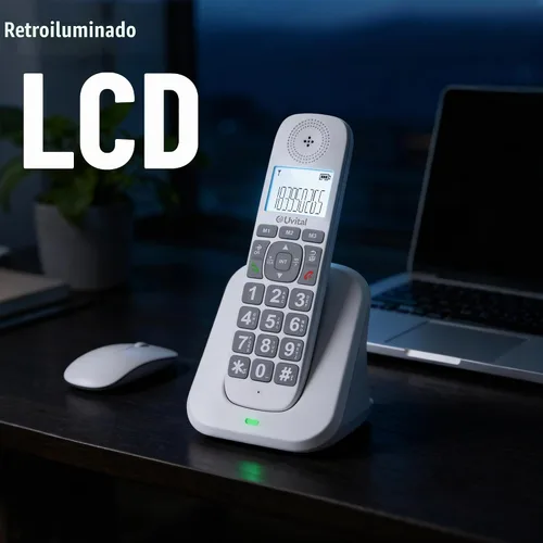 Vista 6 de Uvital Teléfono inalámbrico con DECT 6.0, altavoz dúplex completo, pantalla iluminada, identificación de llamada/llamada en espera/bloqueo