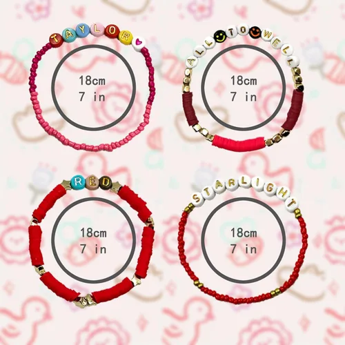Vista 2 de Gpurplebud 4Pcs Taylor Bracelets Eras Tour Outfits Swiftie Lover 1989 Reputation Speak now Fearless Midnight Taylor Outfit Friendship Music Gifts