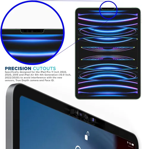 Vista 4 de Tech Armor Protector de pantalla de vidrio balístico diseñado para Apple iPad Pro de 11 pulgadas (2021, 2020 y 2018) y iPad Air 2020 – ultrafino