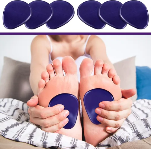 Vista 7 de Bonuci 12 almohadillas metatarsianas de gel para pies para aliviar el dolor, almohadillas de gel para pies para mujeres y hombres, para fascitis Azul