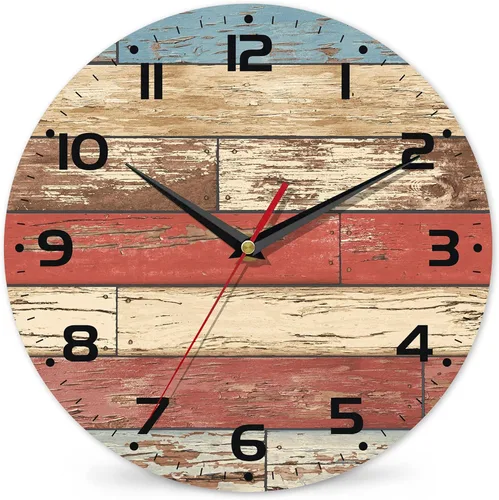 Vista 17 de Reloj para sala de estar, reloj de pared de vino abstracto, reloj de pared de madera vintage, silencioso sin tictac, funciona con pilas, números