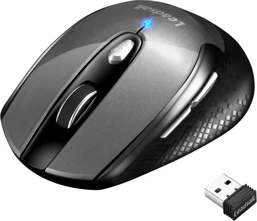 Vista 8 de LeadsaiL - Mouse inalámbrico para computadora, 2.4 G, portátil, delgado, inalámbrico, con menos ruido, para portátil. Mouse óptico con 6 botones