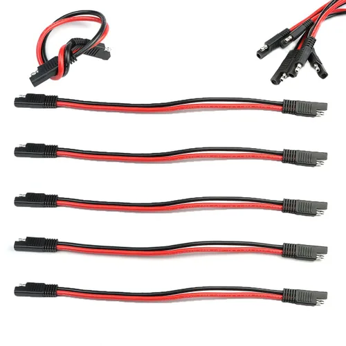 Vista 11 de Paquete de 5 mazos de cables polarizados de desconexión rápida de calibre 10 y 2 pines Tractor de motocicleta, barco, coche, cable rojo y negro