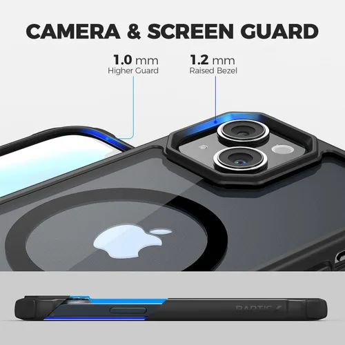 Vista 4 de RAPTIC Funda magnética Air para iPhone 15, funda protectora transparente a prueba de golpes, grado militar probada para caídas de 10 pies, funda
