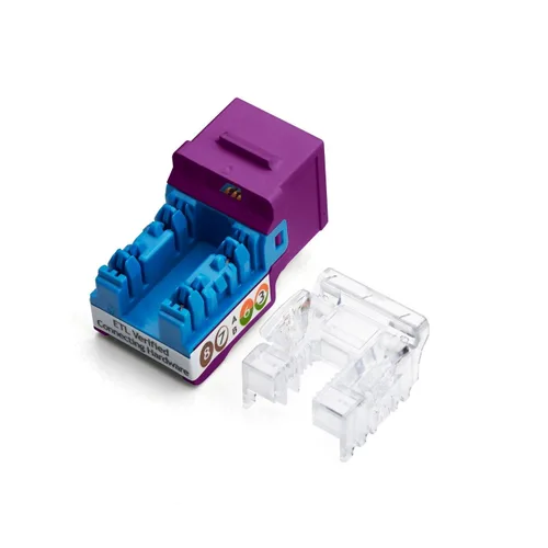 Vista 2 de TRUE CABLE Conector Keystone Cat5e, sin blindaje (UTP), perforado de 90 grados, PoE++ (4PPoE) 100W, certificación UL, verificado ETL, certificado
