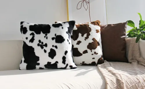 Vista 5 de JOJUSIS Juego de 2 fundas de almohada de piel de vaca de piel de animal