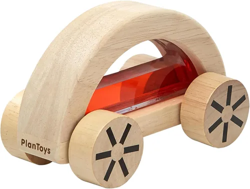 Vista 10 de PlanToys® Wautomobile - Coche de juguete de madera Montessori amarillo