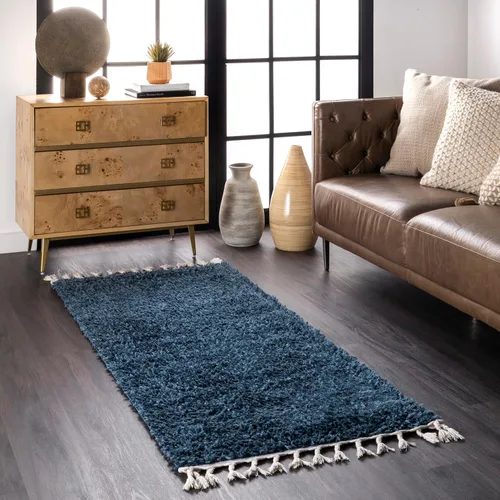 Vista 23 de NULOOM Neva Alfombra de Área Shag Moderna con Borlas, 8' Cuadrada, Beige Neva Beige