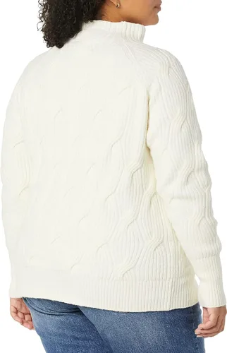 Vista 5 de Tienda Essentials Suéter de manga larga de invierno para mujer, cuello embudo de punto trenzado suave al tacto