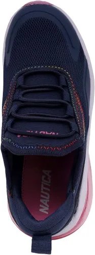 Vista 4 de Nautica Zapatos deportivos casuales de moda con burbujas de aire para niños, zapatos para caminar, ligeros, para niños y niñas, con cordones