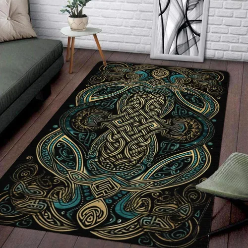 Vista 7 de Celtic Area Rug - Alfombra vikinga decorativa del árbol de la vida, suave, moderna, única, antideslizante, para comedor, regalo para padres, niños