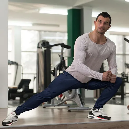 Vista 3 de MAIKANONG Pantalones deportivos ajustados para hombre, pantalones de entrenamiento para gimnasio, correr, atletismo, casual