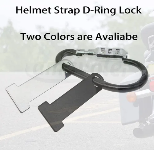 Vista 5 de Correa para casco de motocicleta con anillo en D de acero inoxidable, soporte de bloqueo universal para casco de motocicleta (negro 2 piezas)
