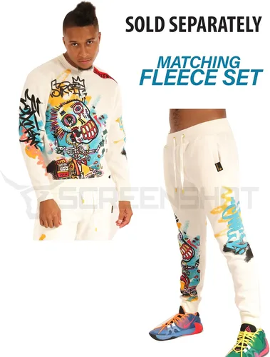 Vista 3 de SCREENSHOT Sudadera con cuello redondo de estilo urbano de Nueva York con graffiti y hip hop para hombre
