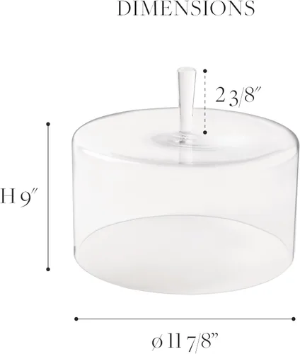 Vista 2 de Costa Nova Cloche de cúpula de vidrio de 12 pulgadas - Colección Coupole, transparente Cubierta para pastel hecha a mano con soplo bucal