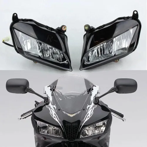 Vista 16 de Ensamble de lámpara de faro delantero para motocicleta compatible con Yamaha YZF600 R6 2006 2007 06 07 YZF-R6 Faro frontal transparente para moto