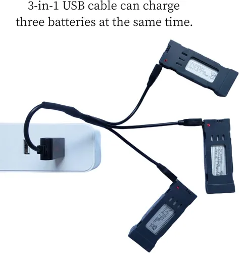 Vista 3 de Batería de 3.7V 600mAh para E58 S168 JY019 JD-19 Dron Batería E58 Drone Batería con Cable de Carga USB