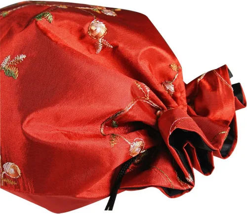 Vista 2 de Wrapables Hermosa bolsa de viaje de seda bordada para lencería y zapatos - rojo