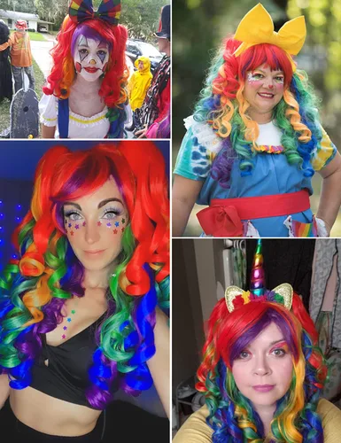 Vista 3 de ColorGround - Peluca larga rizada para cosplay con 2 coletas, talla única