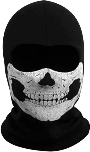 Vista 4 de Pasamontañas de calavera fantasma de cara completa para Halloween, esqueleto, esquí, bicicleta, cosplay, máscara para deportes