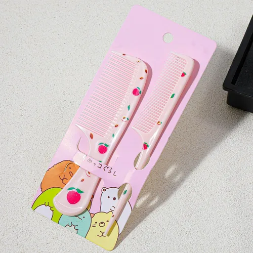 Vista 9 de Juego de peines para bebé, peine pequeño y lindo de dientes finos para niños pequeños y cola de rata para peinar, peine rosa para pelitos de bebé