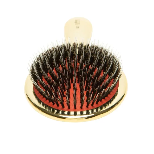 Vista 3 de Ibiza Hair Cepillo de jabalí ovalado extra grande (GL7 - dorado metálico) Cerdas de jabalí/nailon estimulan el cuero cabelludo y distribuyen